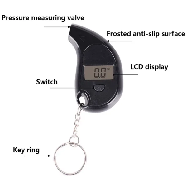 Compact Digital Tyre Pressure Gauge Keychain