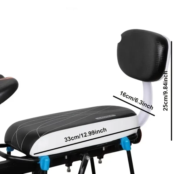 Padded Rear Bicycle Passenger Seat with Backrest