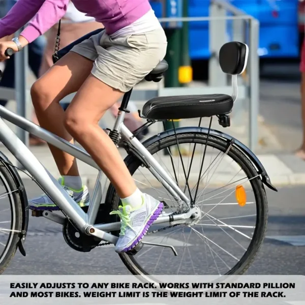 Padded Rear Bicycle Passenger Seat with Backrest