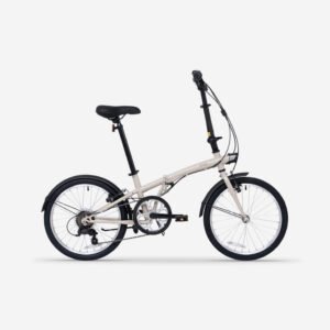 20-Inch Adjustable 6-Speed Compact Folding Bicycle – Beige
