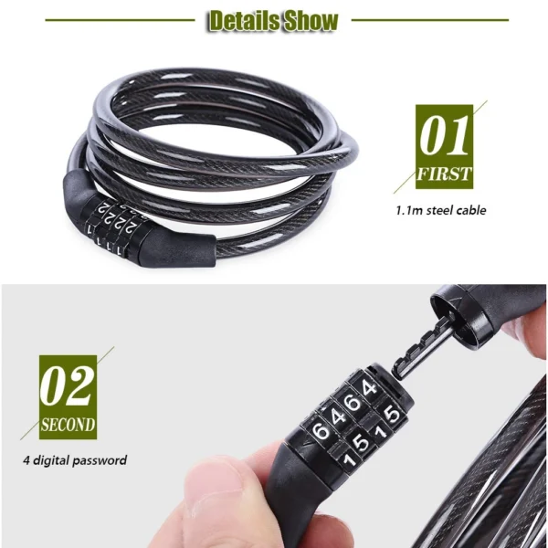5-Digit Resettable Combination Bicycle Security Lock