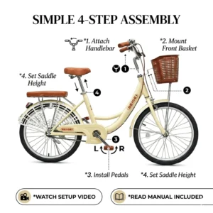 55cm Classic Women’s City Bicycle with Front Basket