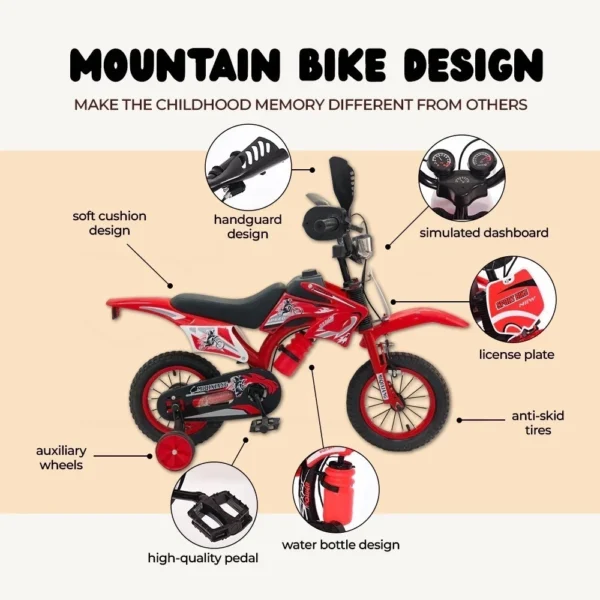 12-Inch Kids’ Motocross-Inspired Training Bicycle – Random Design